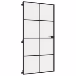vidaXL Interior Door Slim Sliding Door Black Tempered Glass and Aluminium - Additional view 4