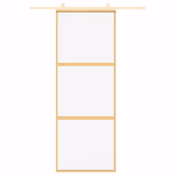 vidaXL Sliding Door Interior Barn Door Gold Clear ESG Glass and Aluminium - Additional view 2