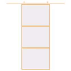 vidaXL Sliding Door Interior Barn Door Gold Clear ESG Glass and Aluminium - Additional view 2
