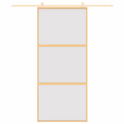 vidaXL Sliding Door Interior Barn Door Gold Frosted ESG Glass and Aluminium - Additional view 2
