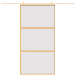 vidaXL Sliding Door Interior Barn Door Gold Frosted ESG Glass and Aluminium - Additional view 2