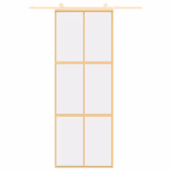 vidaXL Sliding Door Interior Barn Door Gold Clear ESG Glass and Aluminium - Additional view 2