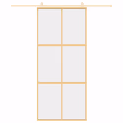 vidaXL Sliding Door Interior Barn Door Gold Clear ESG Glass and Aluminium - Additional view 2