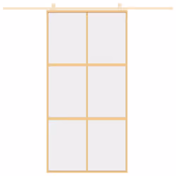 vidaXL Sliding Door Interior Barn Door Gold Clear ESG Glass and Aluminium - Additional view 2