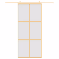 vidaXL Sliding Door Interior Barn Door Gold Frosted ESG Glass and Aluminium - Additional view 2