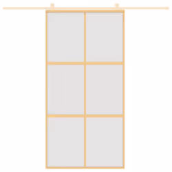 vidaXL Sliding Door Interior Barn Door Gold Frosted ESG Glass and Aluminium - Additional view 2