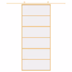 vidaXL Sliding Door Interior Barn Door Gold Clear ESG Glass and Aluminium - Additional view 2