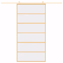 vidaXL Sliding Door Interior Barn Door Gold Clear ESG Glass and Aluminium - Additional view 2