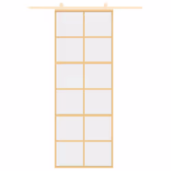 vidaXL Sliding Door Interior Barn Door Gold Clear ESG Glass and Aluminium - Additional view 2
