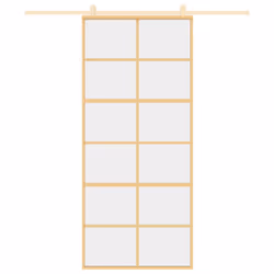 vidaXL Sliding Door Interior Barn Door Gold Clear ESG Glass and Aluminium - Additional view 2