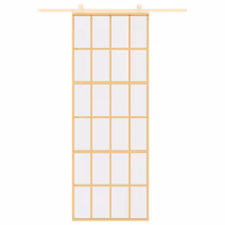 vidaXL Sliding Door Interior Barn Door Gold Clear ESG Glass and Aluminium - Additional view 2