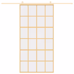 vidaXL Sliding Door Interior Barn Door Gold Clear ESG Glass and Aluminium - Additional view 2