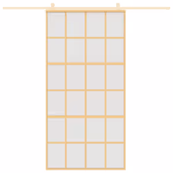 vidaXL Sliding Door Interior Barn Door Gold Frosted ESG Glass and Aluminium - Additional view 2