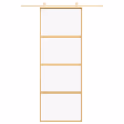 vidaXL Sliding Door Inner Glass Door Sliding Barn Door Aluminium and ESG Glass - gold, 76 x 205 cm/transparent - Additional view 2