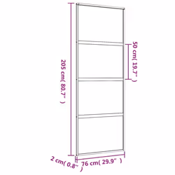 vidaXL Sliding Door Inner Glass Door Sliding Barn Door Aluminium and ESG Glass - gold, 76 x 205 cm/transparent - Additional view 3