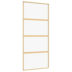 vidaXL Sliding Door Inner Glass Door Sliding Barn Door Aluminium and ESG Glass - gold, 90 x 205 cm/transparent