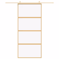 vidaXL Sliding Door Inner Glass Door Sliding Barn Door Aluminium and ESG Glass - gold, 90 x 205 cm/transparent - Additional view 2