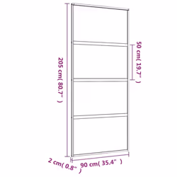 vidaXL Sliding Door Inner Glass Door Sliding Barn Door Aluminium and ESG Glass - gold, 90 x 205 cm/transparent - Additional view 7