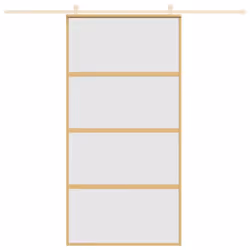 vidaXL Sliding Door Inner Glass Door Sliding Barn Door Aluminium and ESG Glass - gold, 102.5 x 205 cm/frosted - Additional view 2