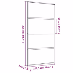 vidaXL Sliding Door Inner Glass Door Sliding Barn Door Aluminium and ESG Glass - gold, 102.5 x 205 cm/frosted - Additional view 3
