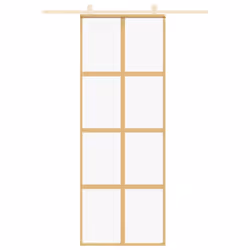 vidaXL Sliding Door Inner Glass Door Sliding Barn Door Aluminium and ESG Glass - gold, 76 x 205 cm/transparent - Additional view 2