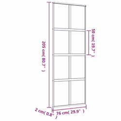 vidaXL Sliding Door Inner Glass Door Sliding Barn Door Aluminium and ESG Glass - gold, 76 x 205 cm/transparent - Additional view 3