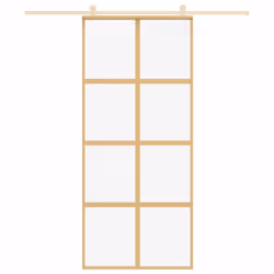vidaXL Sliding Door Inner Glass Door Sliding Barn Door Aluminium and ESG Glass - gold, 90 x 205 cm/transparent - Additional view 2