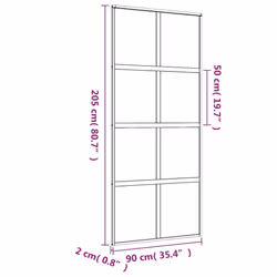 vidaXL Sliding Door Inner Glass Door Sliding Barn Door Aluminium and ESG Glass - gold, 90 x 205 cm/transparent - Additional view 3
