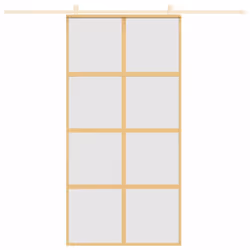 vidaXL Sliding Door Inner Glass Door Sliding Barn Door Aluminium and ESG Glass - gold, 102.5 x 205 cm/frosted - Additional view 2