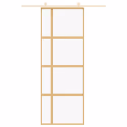 vidaXL Sliding Door Inner Glass Door Sliding Barn Door Aluminium and ESG Glass - gold, 76 x 205 cm/transparent - Additional view 2