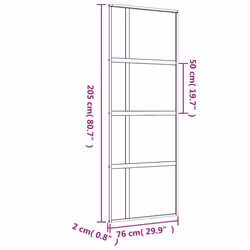vidaXL Sliding Door Inner Glass Door Sliding Barn Door Aluminium and ESG Glass - gold, 76 x 205 cm/transparent - Additional view 7