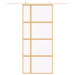 vidaXL Sliding Door Inner Glass Door Sliding Barn Door Aluminium and ESG Glass - gold, 90 x 205 cm/transparent - Additional view 2