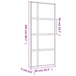 vidaXL Sliding Door Inner Glass Door Sliding Barn Door Aluminium and ESG Glass - gold, 90 x 205 cm/transparent - Additional view 7