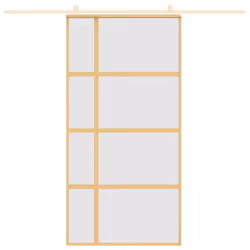 vidaXL Sliding Door Inner Glass Door Sliding Barn Door Aluminium and ESG Glass - gold, 102.5 x 205 cm/frosted - Additional view 2