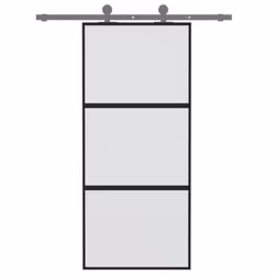 vidaXL Sliding Door Interior Barn Door Black Tempered Glass and Aluminium