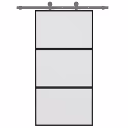 vidaXL Sliding Door Interior Barn Door Black Tempered Glass and Aluminium