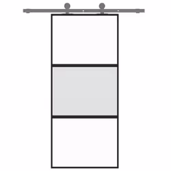 vidaXL Sliding Door Interior Barn Door Black Tempered Glass and Aluminium