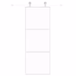 vidaXL Sliding Door Interior Barn Door White Tempered Glass and Aluminium