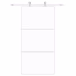 vidaXL Sliding Door Interior Barn Door White Tempered Glass and Aluminium