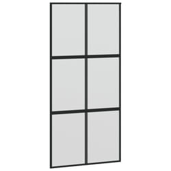 vidaXL Sliding Door Interior Barn Door Black Tempered Glass and Aluminium