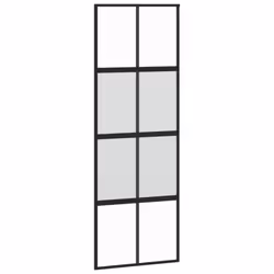 vidaXL Sliding Door Inner Glass Door Sliding Barn Door Aluminium and ESG Glass - black, 76 x 205 cm/half frosted