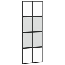 vidaXL Sliding Door Inner Glass Door Sliding Barn Door Aluminium and ESG Glass - black, 76 x 205 cm/half frosted