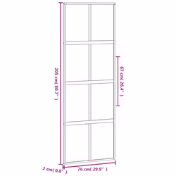 vidaXL Sliding Door Inner Glass Door Sliding Barn Door Aluminium and ESG Glass - black, 76 x 205 cm/half frosted
