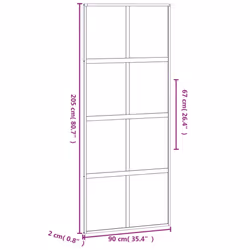 vidaXL Sliding Door Inner Glass Door Sliding Barn Door Aluminium and ESG Glass - black, 76 x 205 cm/dark transparent - Additional view 3