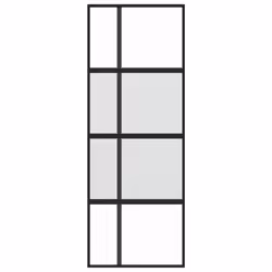 vidaXL Sliding Door Inner Glass Door Sliding Barn Door Aluminium and ESG Glass - black, 76 x 205 cm/half frosted - Additional view 2