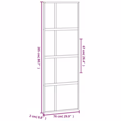 vidaXL Sliding Door Inner Glass Door Sliding Barn Door Aluminium and ESG Glass - black, 76 x 205 cm/half frosted - Additional view 3