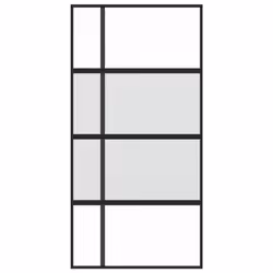 vidaXL Sliding Door Inner Glass Door Sliding Barn Door Aluminium and ESG Glass - black, 102.5 x 205 cm/half frosted - Additional view 2