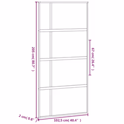 vidaXL Sliding Door Inner Glass Door Sliding Barn Door Aluminium and ESG Glass - black, 102.5 x 205 cm/half frosted - Additional view 3