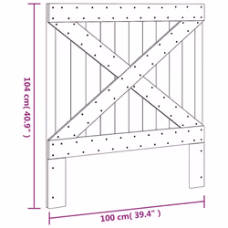 vidaXL Headboard Bedroom Accessory Bed Headboard Bed Header Solid Wood Pine - cross design, 100 x 104 cm - Additional view 3