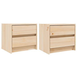 vidaXL Bedside Cabinets Bed Table Nightstand Bedside Table Solid Wood Pine - brown, 2 pcs